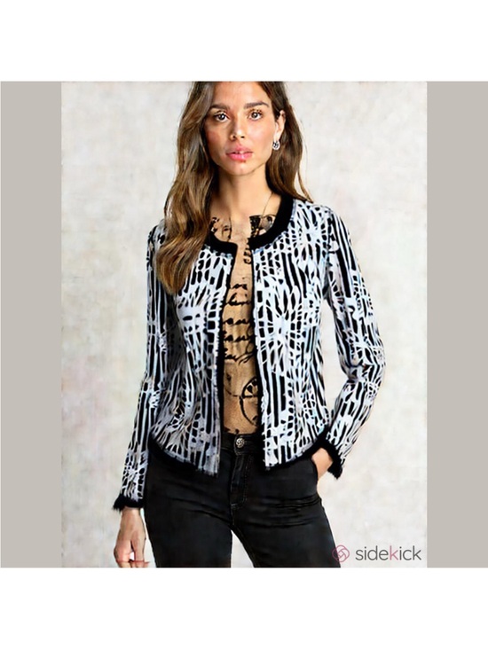 MSK Tops - MSK Black and White Patterned Open-Front Jacket